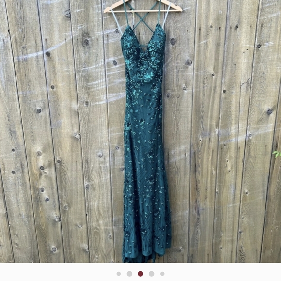 Lulus Photo Finish Forest Green Sequin Lace-Up Maxi Dress XL - Picture 5 of 13